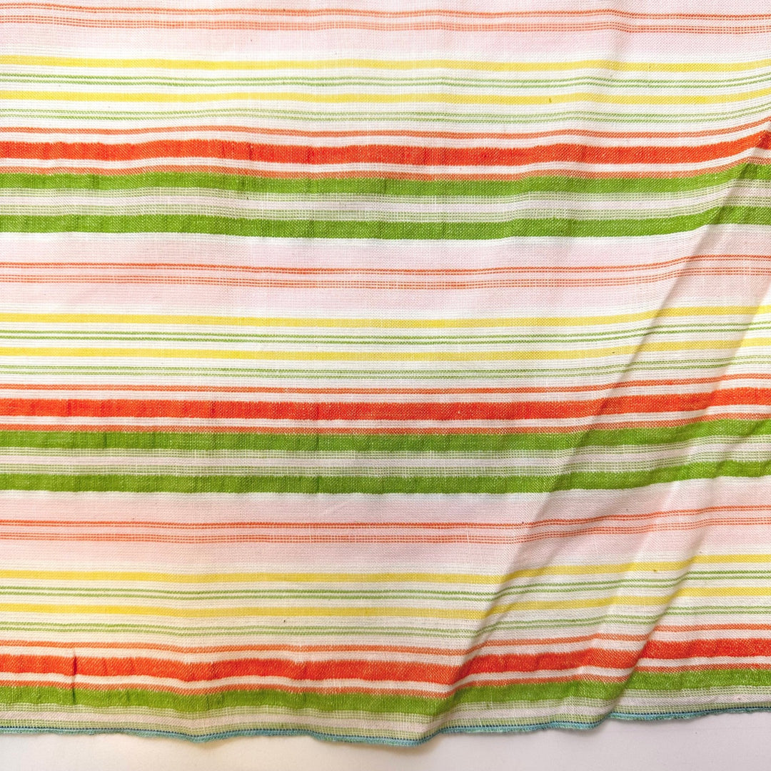 Running With A Ribbon Wand - Vintage Seersucker Cotton Woven - Light Cream Multi Stripes - 2.5M Bundle - True Deadstock fabric Fabric by private - Sustainable Textile | FABCYCLE