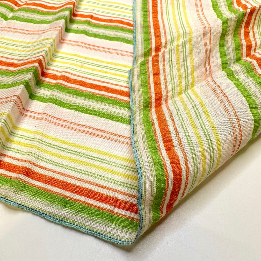 Running With A Ribbon Wand - Vintage Seersucker Cotton Woven - Light Cream Multi Stripes - 2.5M Bundle - True Deadstock fabric Fabric by private - Sustainable Textile | FABCYCLE