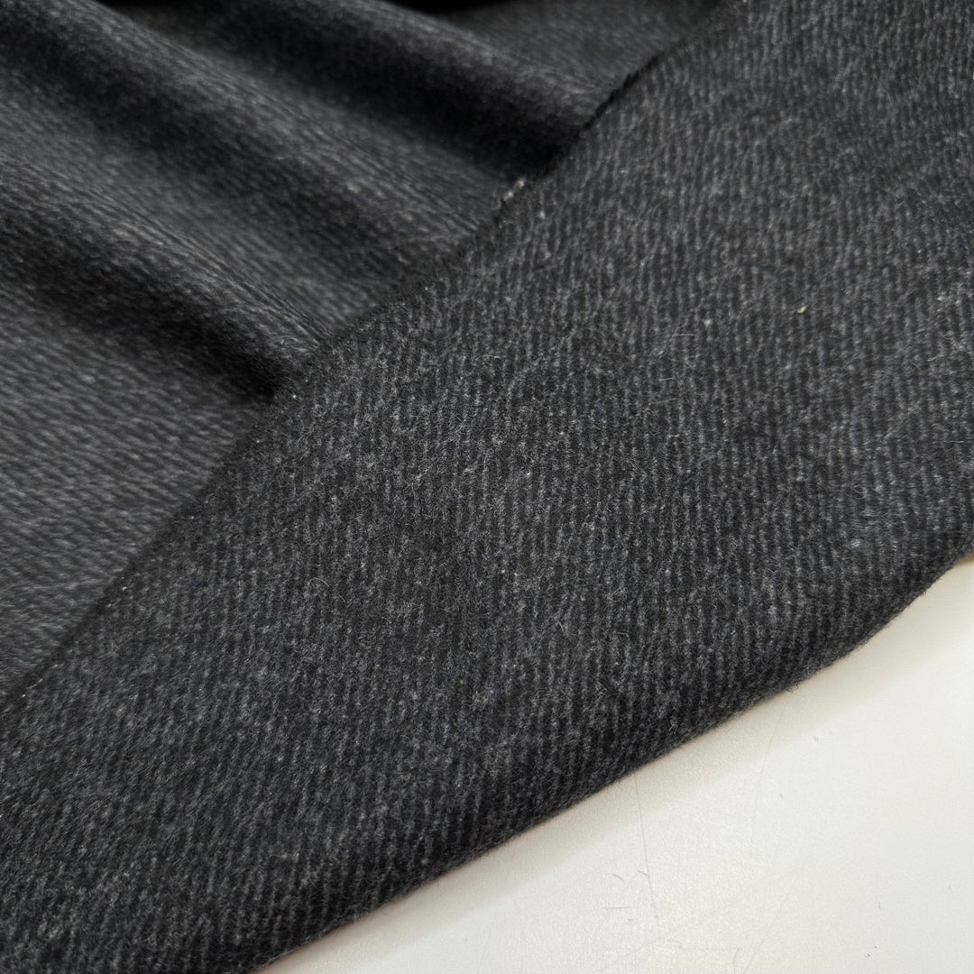 Russian Blue Cat Purrs - Herringbone Wool Woven - Dark Grey - 1.15M Bundle - True Deadstock fabric Fabric by private - Sustainable Textile | FABCYCLE