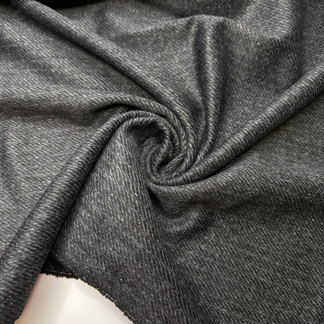 Russian Blue Cat Purrs - Herringbone Wool Woven - Dark Grey - 1.15M Bundle - True Deadstock fabric Fabric by private - Sustainable Textile | FABCYCLE