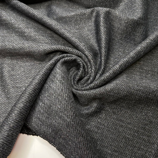 Russian Blue Cat Purrs - Herringbone Wool Woven - Dark Grey - 1.15M Bundle - True Deadstock fabric Fabric by private - Sustainable Textile | FABCYCLE