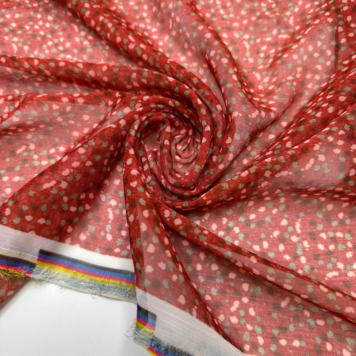 Rutabaga Pie - Chiffon Polyester Blend Woven - Dark Red Multi Floral - Bundles - True Deadstock fabric Fabric by private - Sustainable Textile | FABCYCLE
