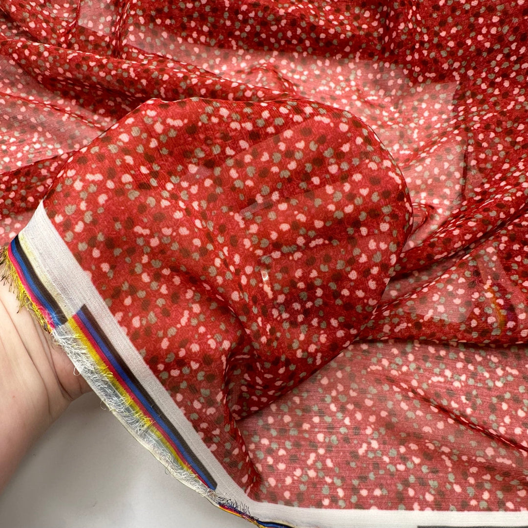 Rutabaga Pie - Chiffon Polyester Blend Woven - Dark Red Multi Floral - Bundles - True Deadstock fabric Fabric by private - Sustainable Textile | FABCYCLE