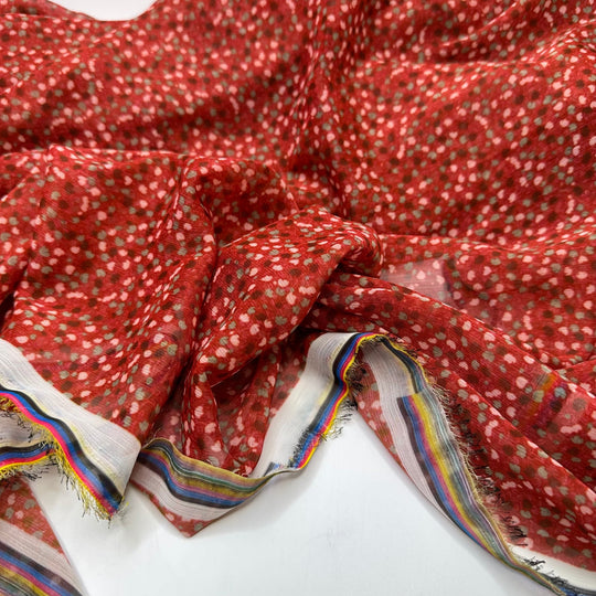 Rutabaga Pie - Chiffon Polyester Blend Woven - Dark Red Multi Floral - Bundles - True Deadstock fabric Fabric by private - Sustainable Textile | FABCYCLE
