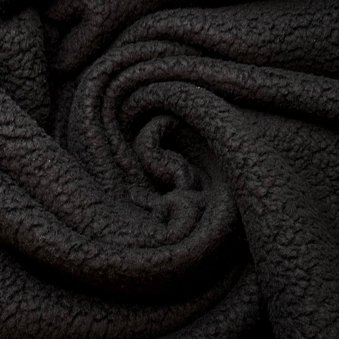 RV Camping - Fleece Polyester Blend Knit - Black - 1.75M Bundle - True Deadstock fabric Fabric by private - Sustainable Textile | FABCYCLE