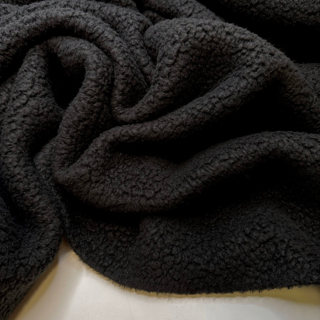 RV Camping - Fleece Polyester Blend Knit - Black - 1.75M Bundle - True Deadstock fabric Fabric by private - Sustainable Textile | FABCYCLE
