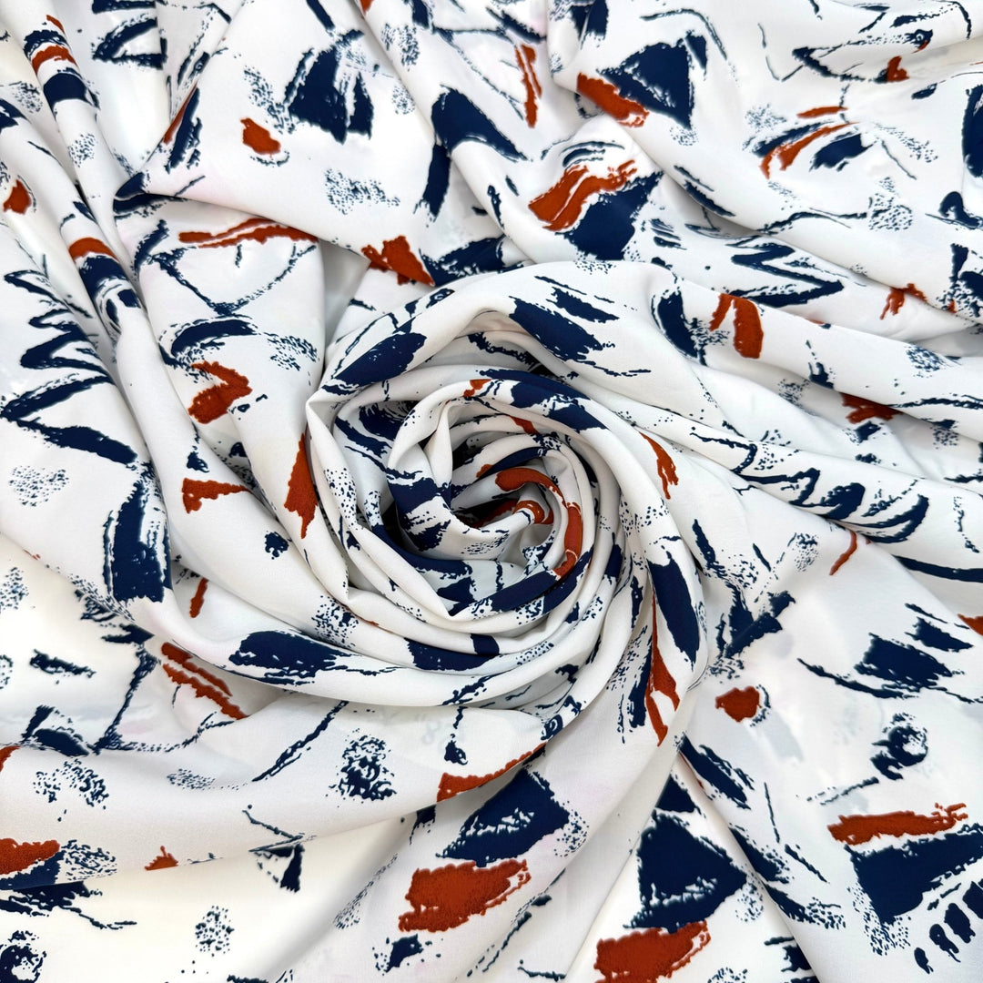 Sail Away With Me - Polyester Blend Woven - Navy/White Abstract - 1.15M Bundle - True Deadstock fabric Fabric by private - Sustainable Textile | FABCYCLE