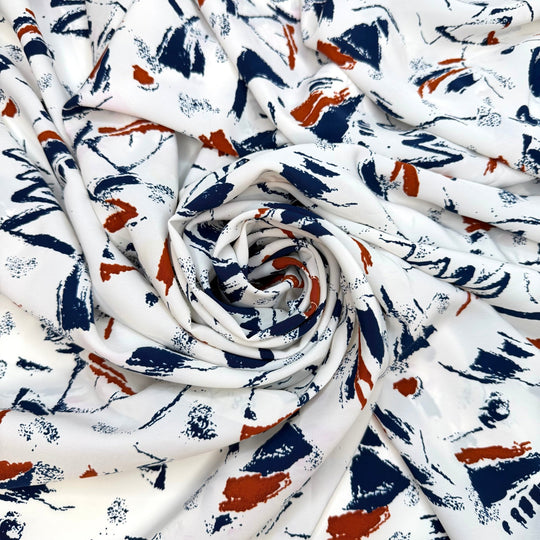 Sail Away With Me - Polyester Blend Woven - Navy/White Abstract - 1.15M Bundle - True Deadstock fabric Fabric by private - Sustainable Textile | FABCYCLE