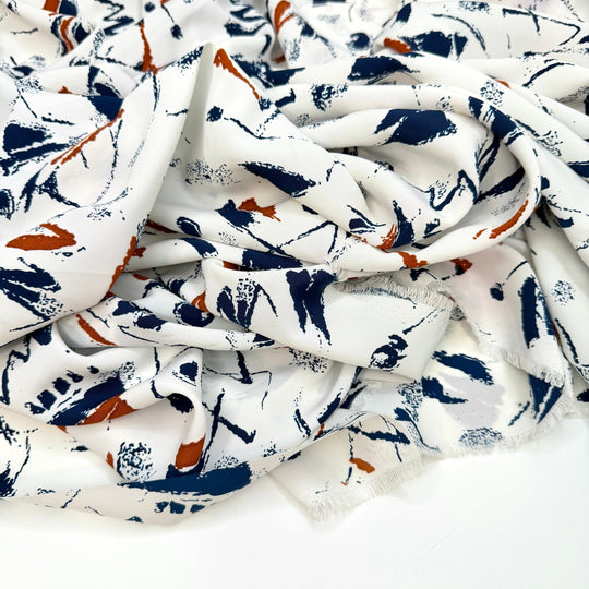 Sail Away With Me - Polyester Blend Woven - Navy/White Abstract - 1.15M Bundle - True Deadstock fabric Fabric by private - Sustainable Textile | FABCYCLE