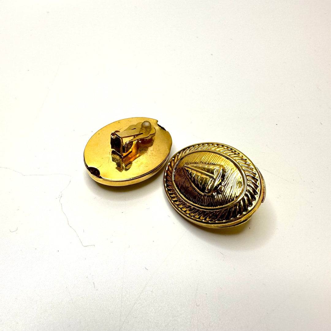 Sail Boat Brass Clip On Earrings Costume Jewelry - Gold - Individual - True Deadstock supplies Fabric by private - Sustainable Textile | FABCYCLE
