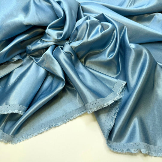 Salad Fork And Dinner Fork - Satin Polyester Blend Woven - Light Blue - 2M Bundle - True Deadstock fabric Fabric by private - Sustainable Textile | FABCYCLE