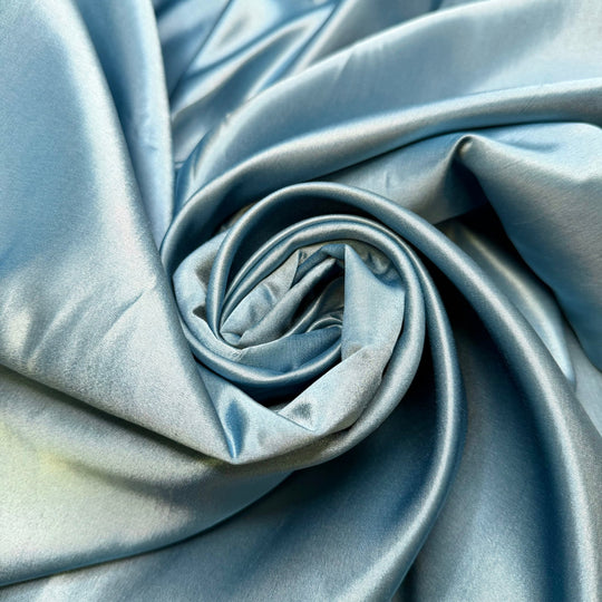 Salad Fork And Dinner Fork - Satin Polyester Blend Woven - Light Blue - 2M Bundle - True Deadstock fabric Fabric by private - Sustainable Textile | FABCYCLE