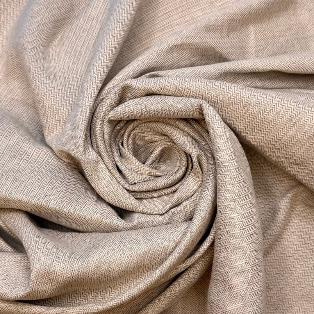 Sand Dune Quartz - Herringbone Cotton/Spandex Woven - Light Beige/Cream - 2M Bundle - True Deadstock fabric Fabric by private - Sustainable Textile | FABCYCLE