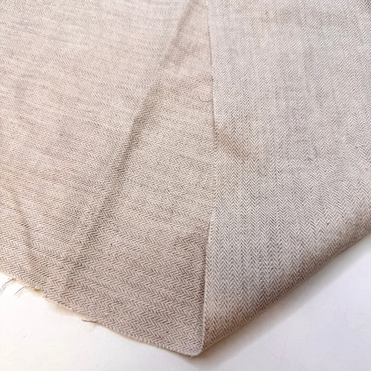 Sand Dune Quartz - Herringbone Cotton/Spandex Woven - Light Beige/Cream - 2M Bundle - True Deadstock fabric Fabric by private - Sustainable Textile | FABCYCLE