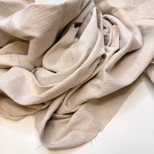 Sand Dune Quartz - Herringbone Cotton/Spandex Woven - Light Beige/Cream - 2M Bundle - True Deadstock fabric Fabric by private - Sustainable Textile | FABCYCLE