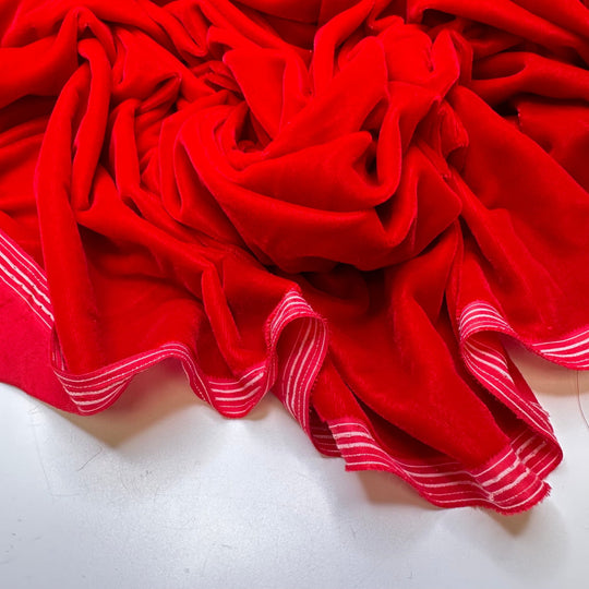 Santa Suit Chic - Velvet Poly Woven - Red - 1.25M Bundle - True Deadstock fabric Fabric by private - Sustainable Textile | FABCYCLE