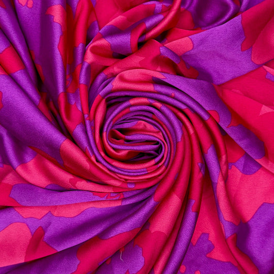 School Spirit Day - Satin Polyester Blend Woven - Purple/Pink Floral - 1.1M Bundle - True Deadstock fabric Fabric by private - Sustainable Textile | FABCYCLE