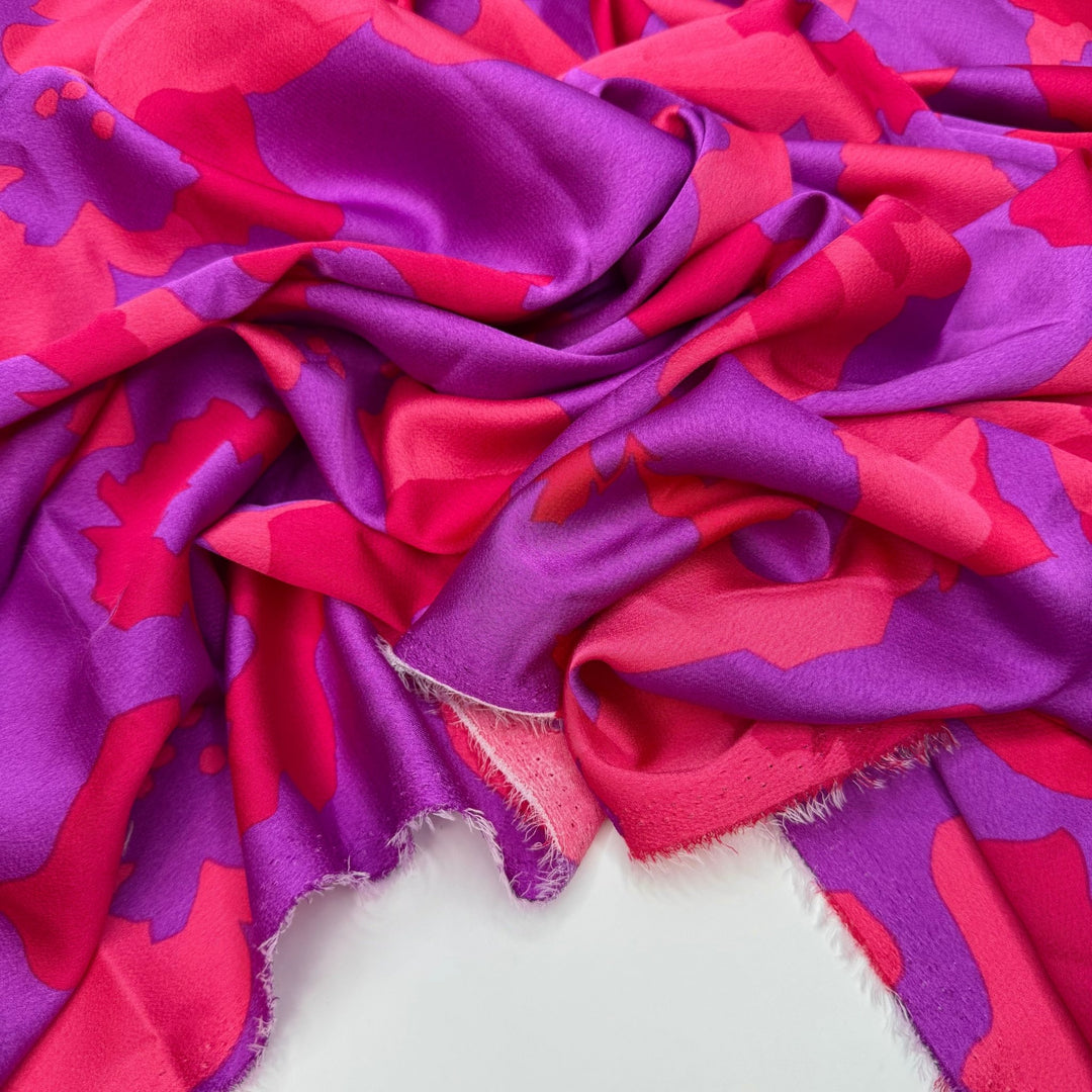 School Spirit Day - Satin Polyester Blend Woven - Purple/Pink Floral - 1.1M Bundle - True Deadstock fabric Fabric by private - Sustainable Textile | FABCYCLE