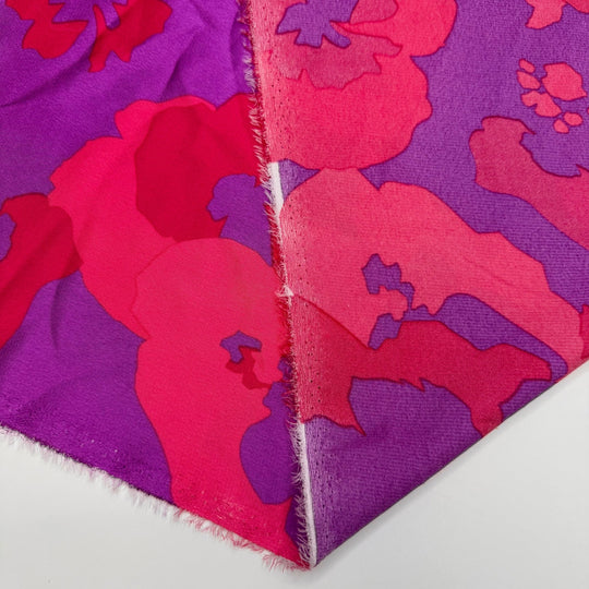 School Spirit Day - Satin Polyester Blend Woven - Purple/Pink Floral - 1.1M Bundle - True Deadstock fabric Fabric by private - Sustainable Textile | FABCYCLE