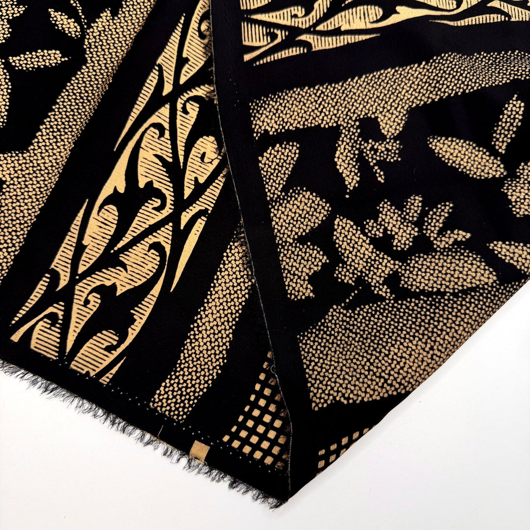 School Yearbook Photos - Poly/Silk Woven - Beige/Black Floral - 2.5M Bundle - True Deadstock fabric Fabric by private - Sustainable Textile | FABCYCLE
