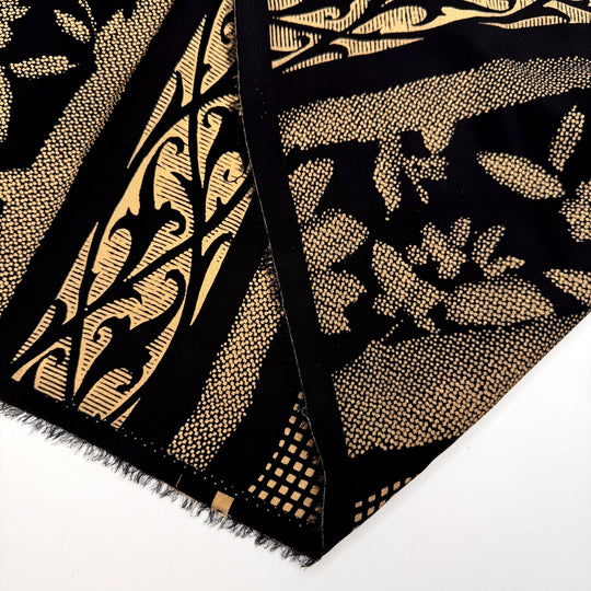 School Yearbook Photos - Poly/Silk Woven - Beige/Black Floral - 2.5M Bundle - True Deadstock fabric Fabric by private - Sustainable Textile | FABCYCLE
