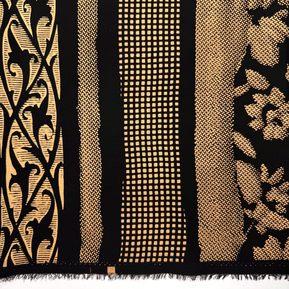 School Yearbook Photos - Poly/Silk Woven - Beige/Black Floral - 2.5M Bundle - True Deadstock fabric Fabric by private - Sustainable Textile | FABCYCLE