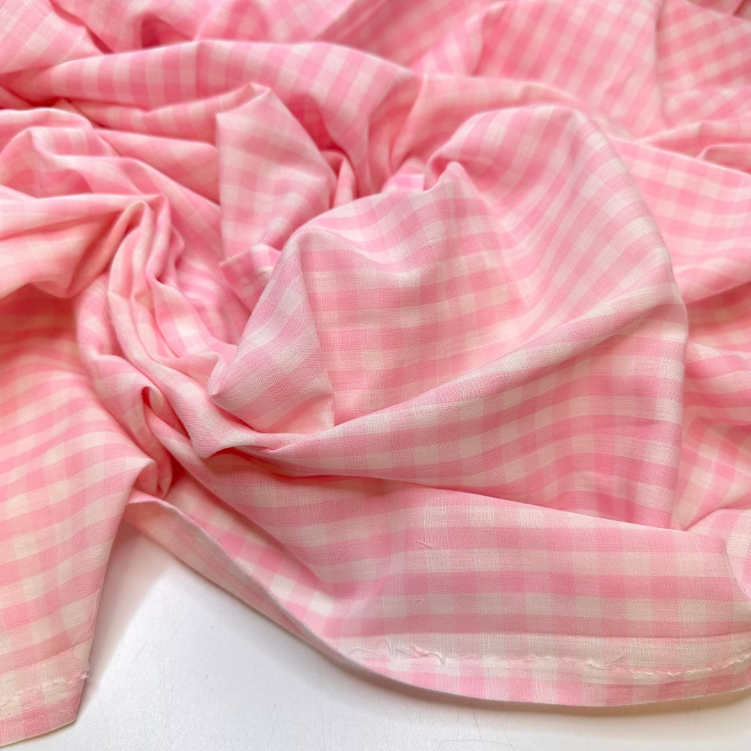 Scrap Patchwork Quilt - Polyester Blend Woven - Light Pink Plaid - 1.35M Bundle - True Deadstock fabric Fabric by private - Sustainable Textile | FABCYCLE