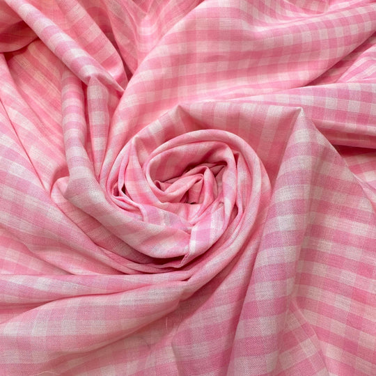 Scrap Patchwork Quilt - Polyester Blend Woven - Light Pink Plaid - 1.35M Bundle - True Deadstock fabric Fabric by private - Sustainable Textile | FABCYCLE