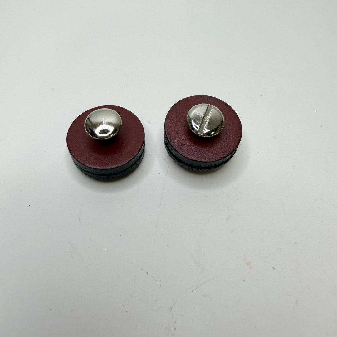 Screw In Pedestal Button - 20MM - Burgundy/Silver - True Deadstock supplies Fabric by private - Sustainable Textile | FABCYCLE