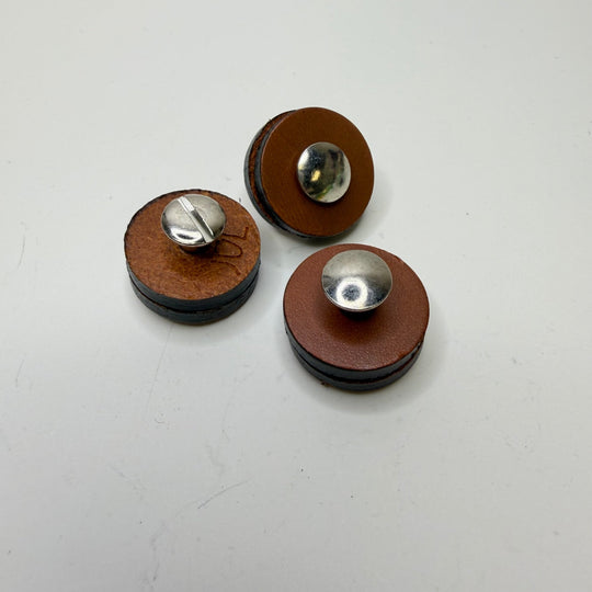 Screw In Pedestal Button - 20MM - Light Brown/Silver - True Deadstock supplies Fabric by private - Sustainable Textile | FABCYCLE