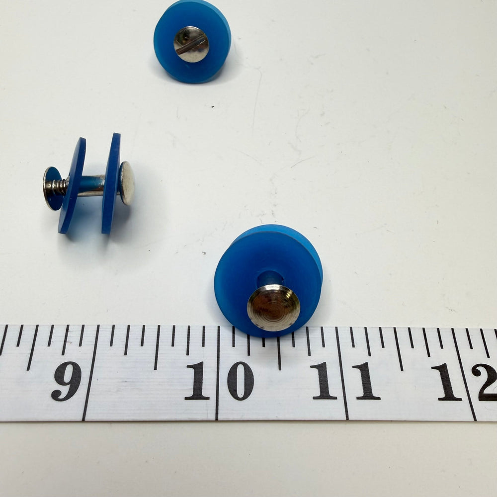 Screw In Pedestal Button - 20MM Plastic - Blue/Silver - True Deadstock supplies Fabric by private - Sustainable Textile | FABCYCLE