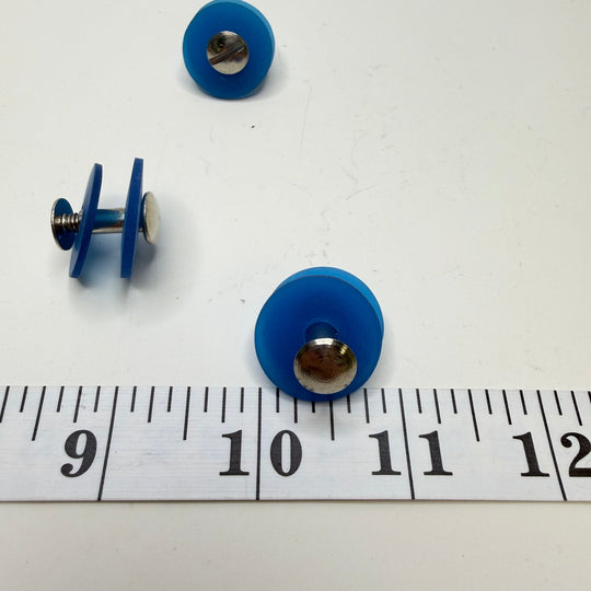 Screw In Pedestal Button - 20MM Plastic - Blue/Silver - True Deadstock supplies Fabric by private - Sustainable Textile | FABCYCLE