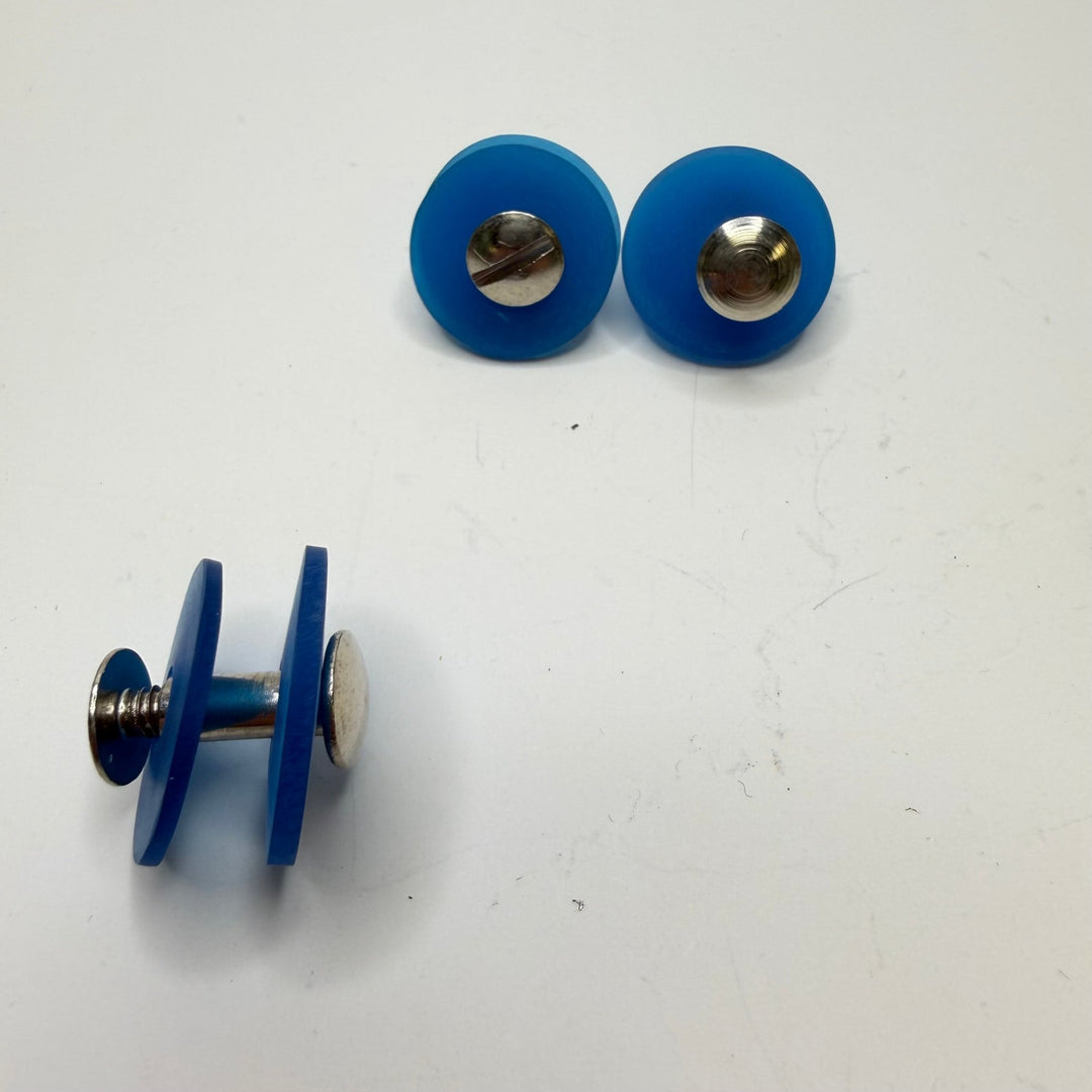 Screw In Pedestal Button - 20MM Plastic - Blue/Silver - True Deadstock supplies Fabric by private - Sustainable Textile | FABCYCLE