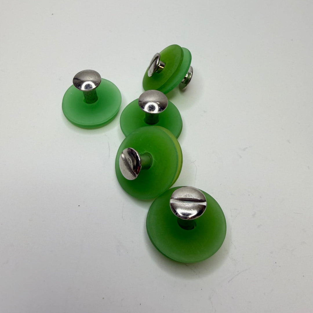 Screw In Pedestal Button - 20MM Plastic - Light Green/Silver - True Deadstock supplies Fabric by private - Sustainable Textile | FABCYCLE