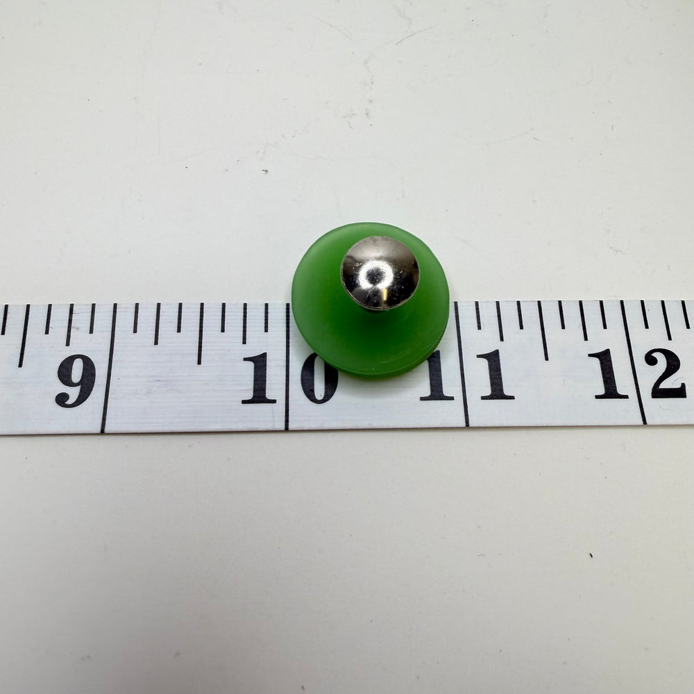 Screw In Pedestal Button - 20MM Plastic - Light Green/Silver - True Deadstock supplies Fabric by private - Sustainable Textile | FABCYCLE