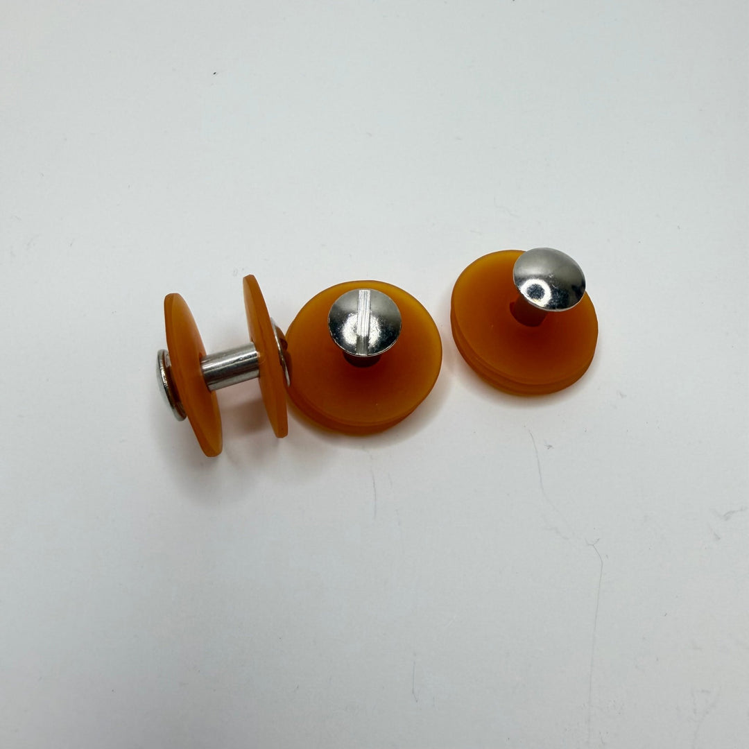Screw In Pedestal Button - 20MM Plastic - Light Orange/Silver - True Deadstock supplies Fabric by private - Sustainable Textile | FABCYCLE