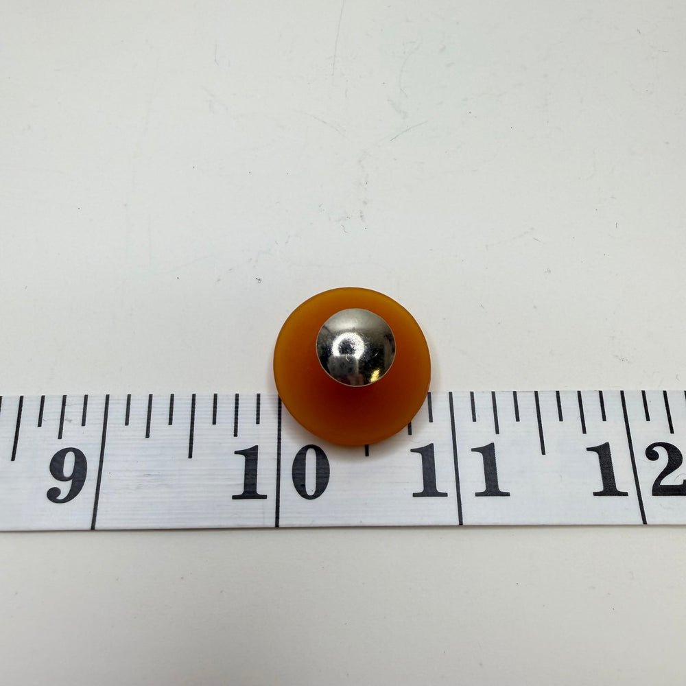 Screw In Pedestal Button - 20MM Plastic - Light Orange/Silver - True Deadstock supplies Fabric by private - Sustainable Textile | FABCYCLE