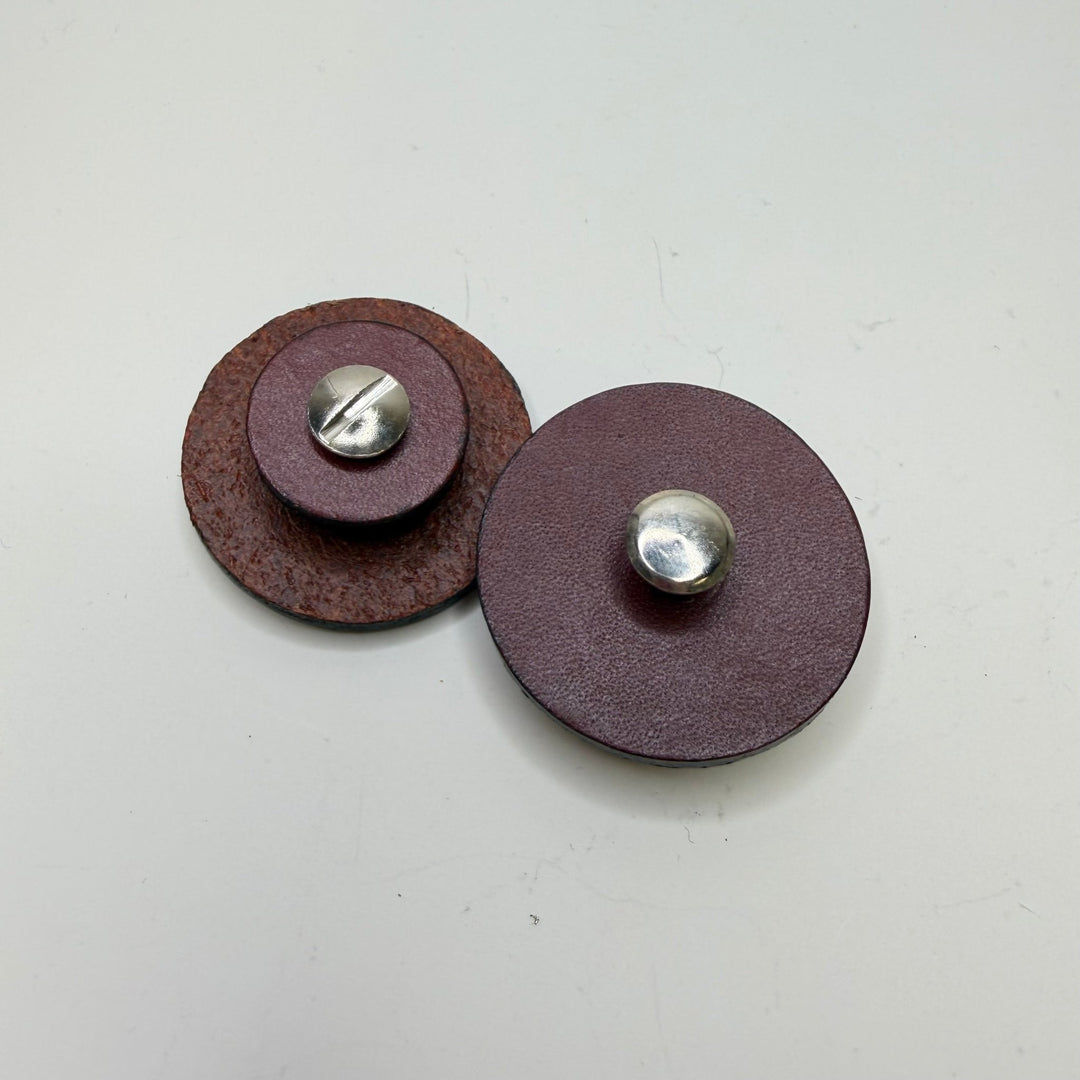 Screw In Pedestal Button - 40MM - Burgundy/Silver - True Deadstock supplies Fabric by private - Sustainable Textile | FABCYCLE
