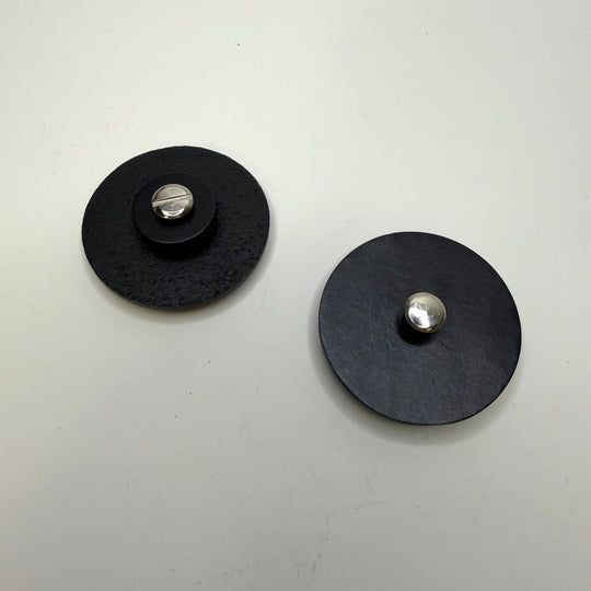 Screw In Pedestal Button - 50MM - Black/Silver - True Deadstock supplies Fabric by private - Sustainable Textile | FABCYCLE