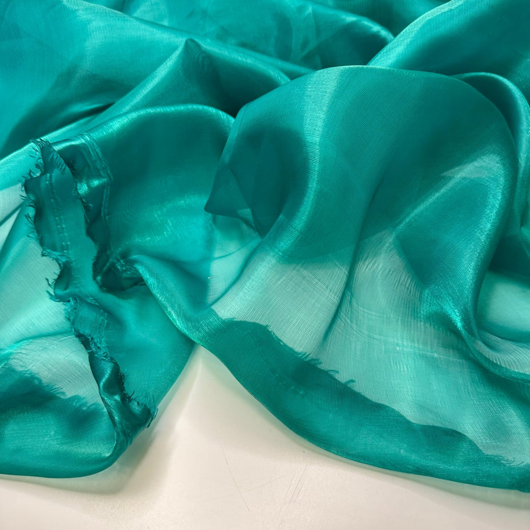 Sea Glass Vase - Organza Poly Woven - Teal Green - 2M Bundle - True Deadstock fabric Fabric by private - Sustainable Textile | FABCYCLE