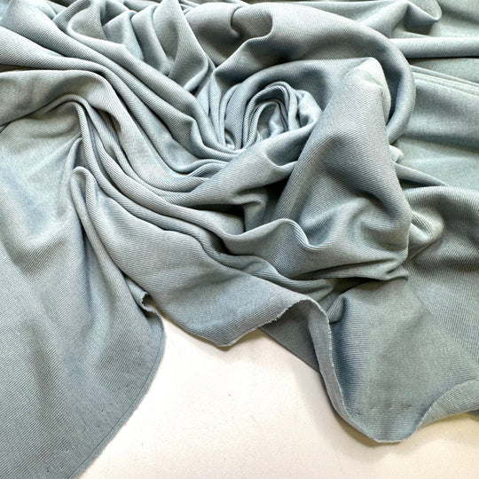 Seam Ripping And Trying Again - Copper Infused Rib Knit Cotton/Poly Knit - Light Blue/Grey - 0.9M Bundle - True Deadstock fabric Fabric by private - Sustainable Textile | FABCYCLE