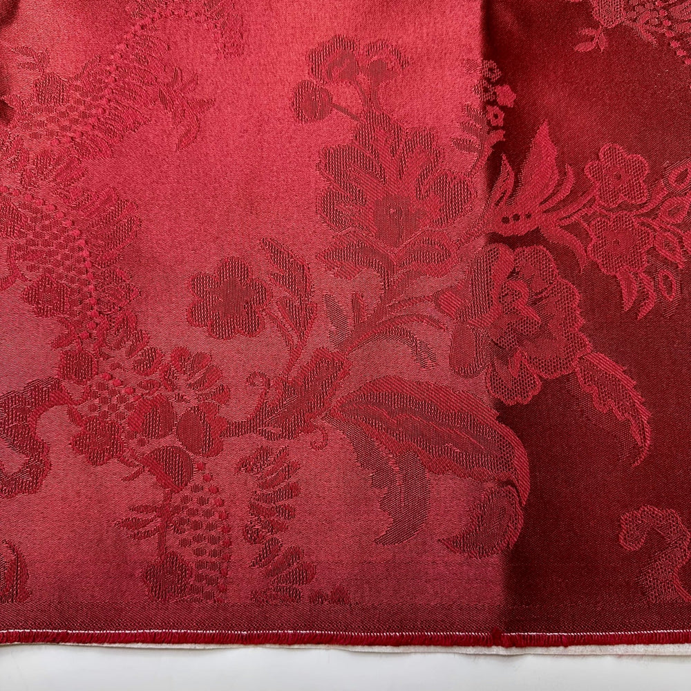 Seasonal Toss Cushions - Interfacing Backing Jacquard Poly Woven - Burgundy Damask - 2M Bundle - True Deadstock fabric Fabric by private - Sustainable Textile | FABCYCLE