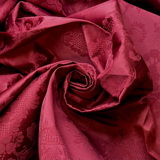 Seasonal Toss Cushions - Interfacing Backing Jacquard Poly Woven - Burgundy Damask - 2M Bundle - True Deadstock fabric Fabric by private - Sustainable Textile | FABCYCLE