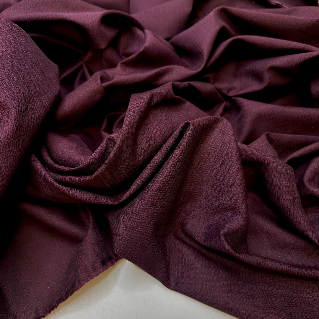 Secret Island Base - Natural Blend Woven - Dark Burgundy - Bundles - True Deadstock fabric Fabric by private - Sustainable Textile | FABCYCLE