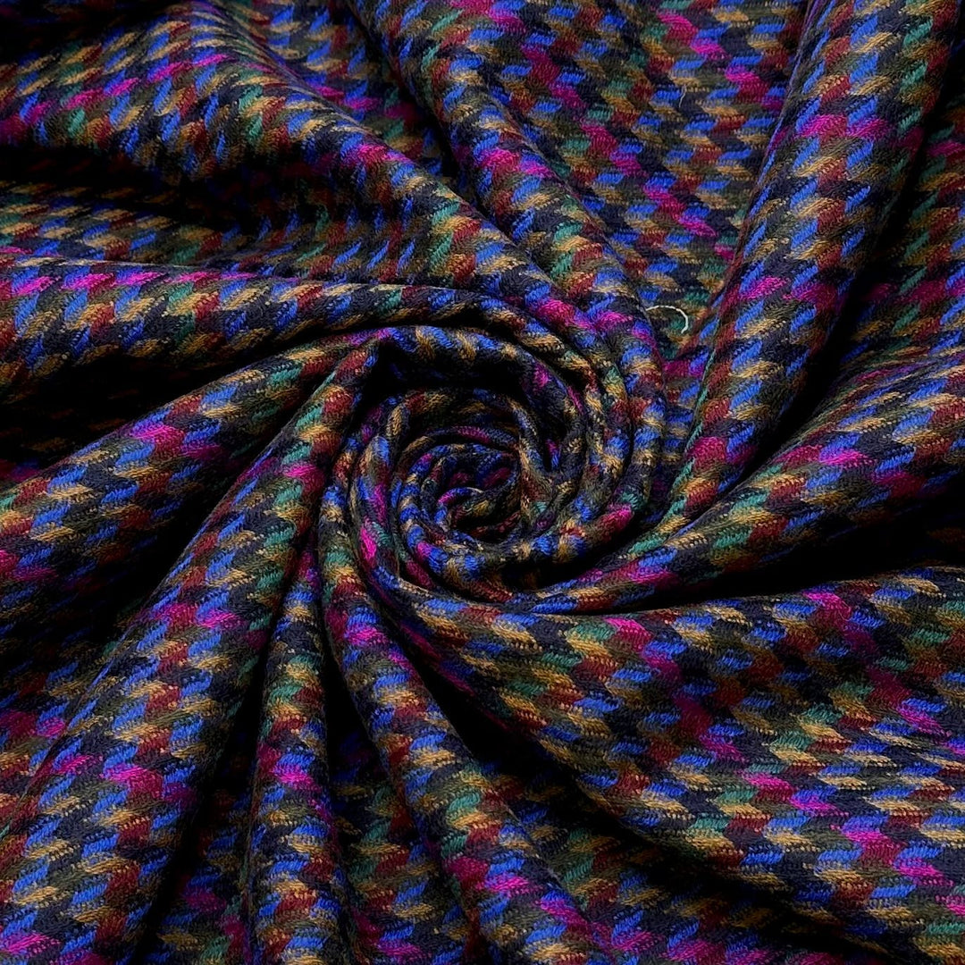 See And Be Seen - Houndstooth Wool Woven - Multi Houndstooth - 1M Bundle - True Deadstock fabric Fabric by private - Sustainable Textile | FABCYCLE