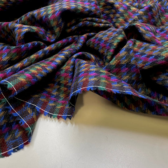 See And Be Seen - Houndstooth Wool Woven - Multi Houndstooth - 1M Bundle - True Deadstock fabric Fabric by private - Sustainable Textile | FABCYCLE