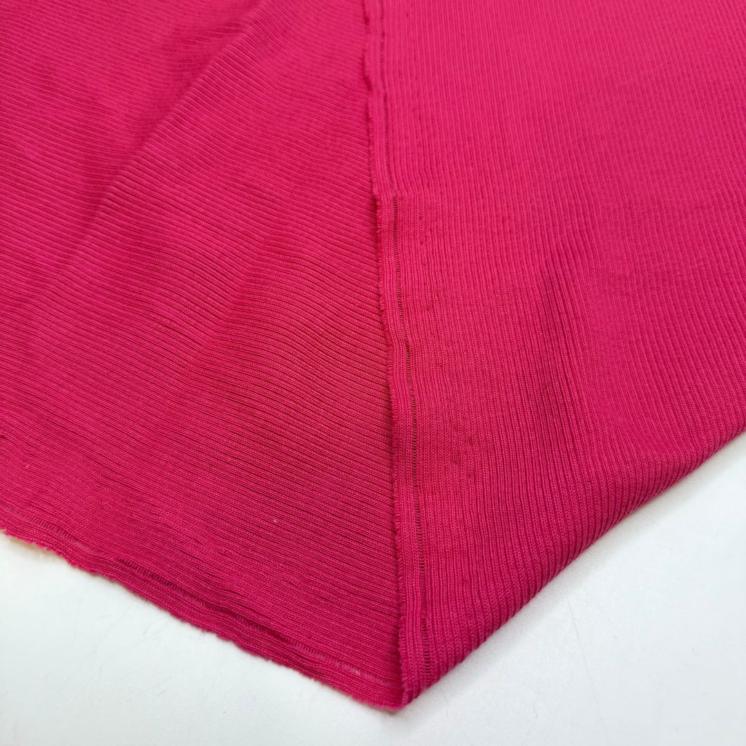See You Next Year - Rib Knit Natural Blend Knit - Pink - 1M Bundle - True Deadstock fabric Fabric by private - Sustainable Textile | FABCYCLE