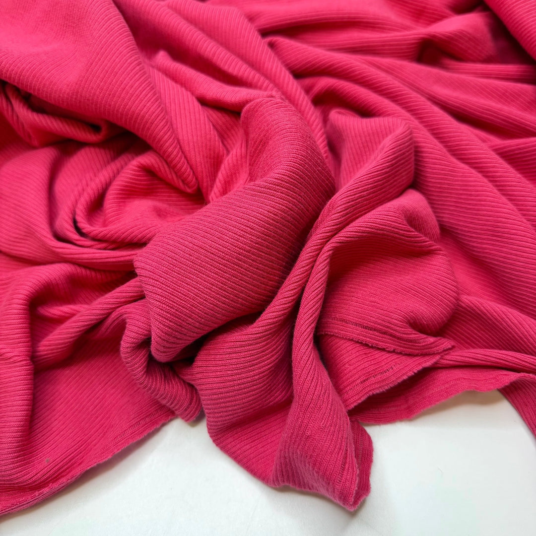 See You Next Year - Rib Knit Natural Blend Knit - Pink - 1M Bundle - True Deadstock fabric Fabric by private - Sustainable Textile | FABCYCLE