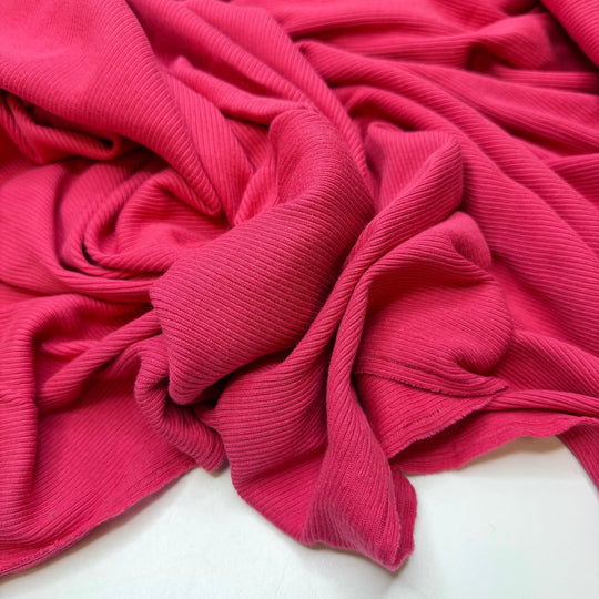 See You Next Year - Rib Knit Natural Blend Knit - Pink - 1M Bundle - True Deadstock fabric Fabric by private - Sustainable Textile | FABCYCLE