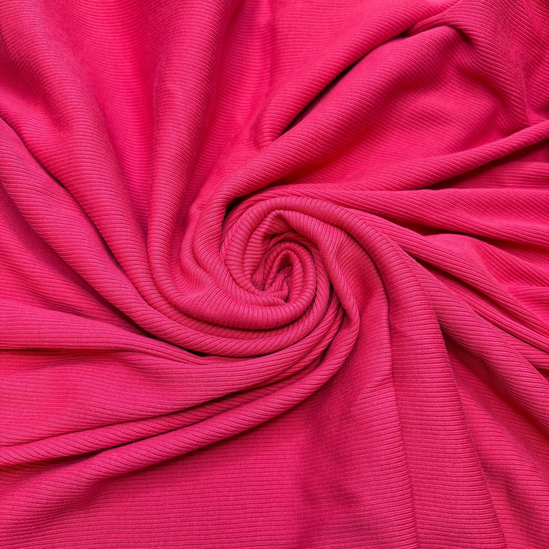 See You Next Year - Rib Knit Natural Blend Knit - Pink - 1M Bundle - True Deadstock fabric Fabric by private - Sustainable Textile | FABCYCLE